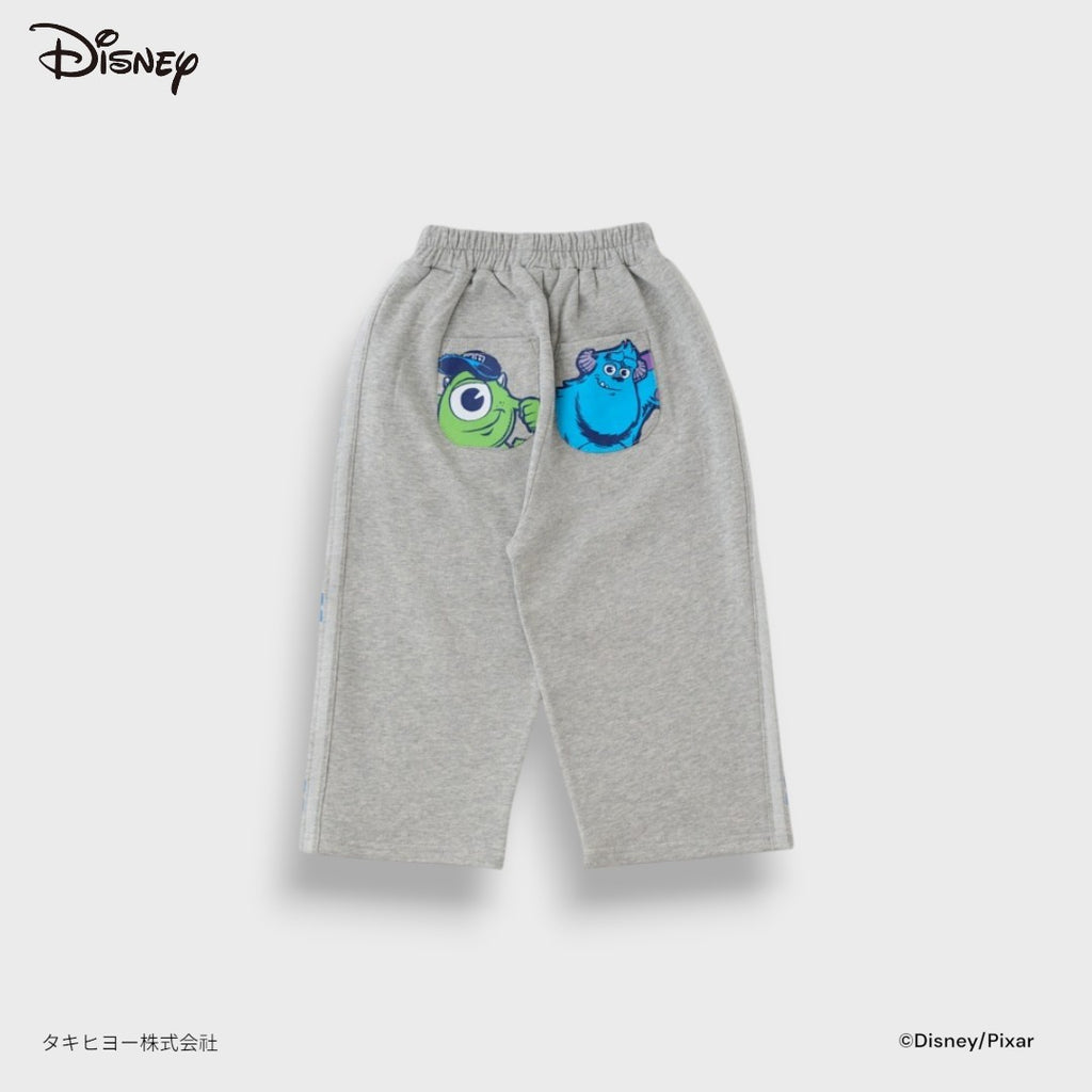 KIDS DISNEY PIXAR MONSTERS UNIVERSITY TRACK PANTS – GRAY SIDE-STRIPE JOGGER PANTS WITH MIKE & SULLEY BACK PRINT(90CM-100CM)