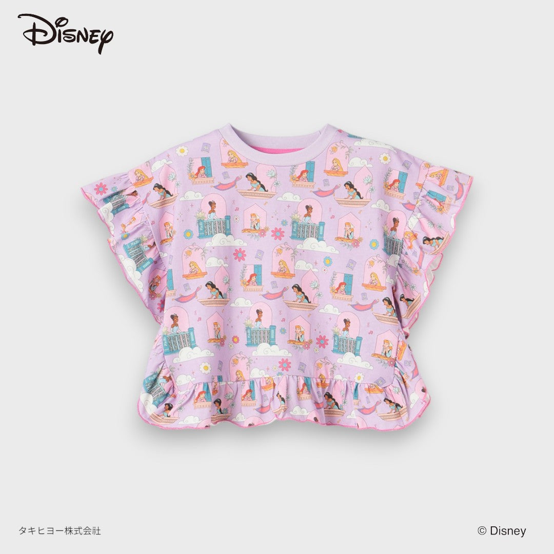 DISNEY PRINCESS TOP – LAVENDER ALL-OVER PRINT RUFFLE KIDS TOP (90CM-100CM)