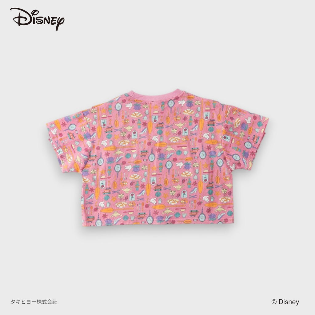 DISNEY PRINCESS T-SHIRT – PINK FAIRYTALE ICONS RUFFLE KIDS TEE (110CM-130CM)