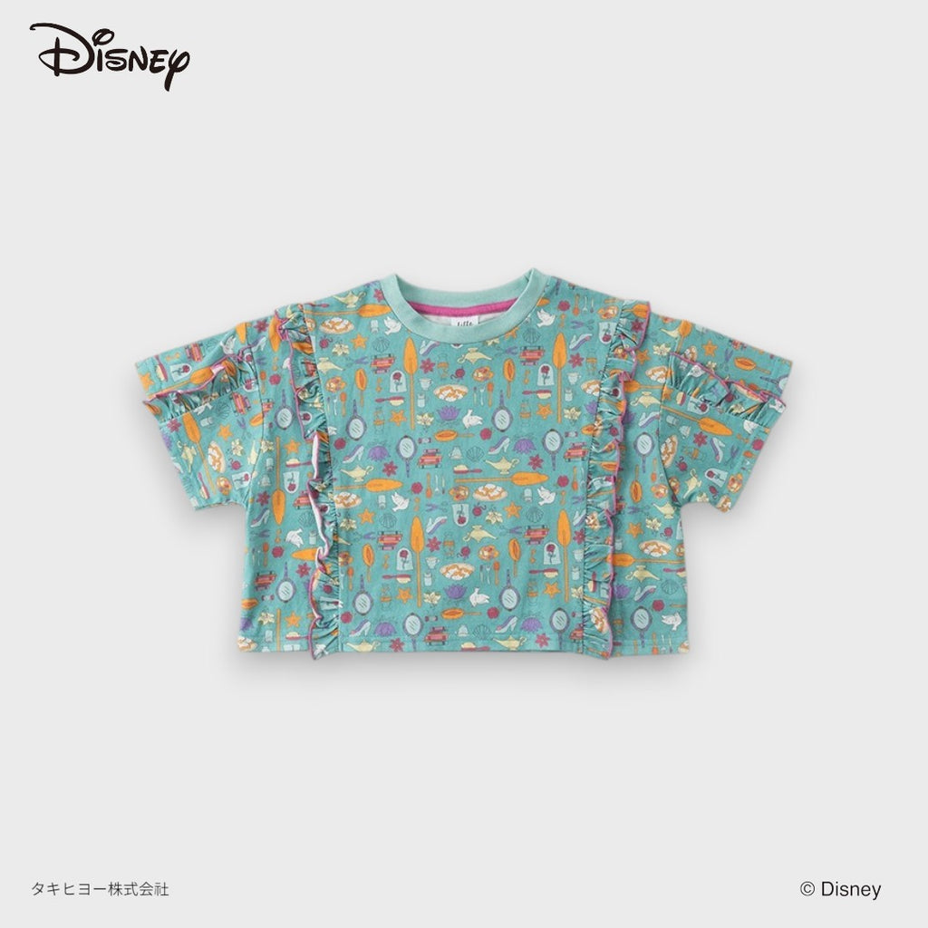 DISNEY PRINCESS T-SHIRT – PINK FAIRYTALE ICONS RUFFLE KIDS TEE (110CM-130CM)
