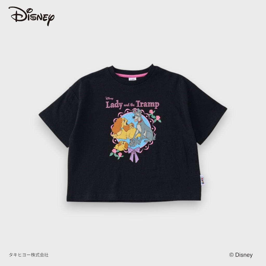 DISNEY LADY AND THE TRAMP T-SHIRT – BLACK CLASSIC CHARACTER GRAPHIC KIDS TEE (90CM-100CM)