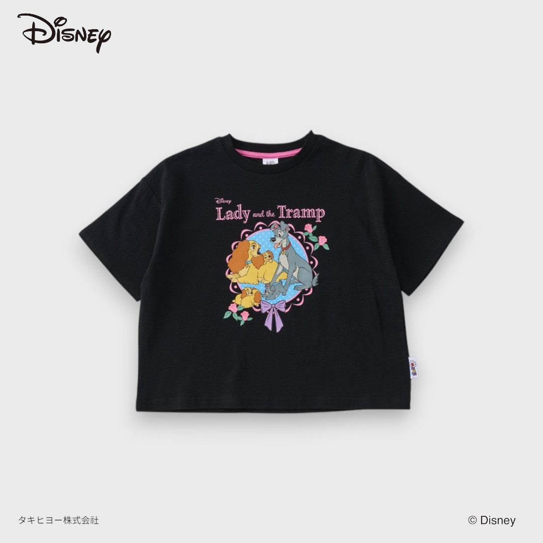 DISNEY LADY AND THE TRAMP T-SHIRT – BLACK CLASSIC CHARACTER GRAPHIC KIDS TEE (90CM-100CM)