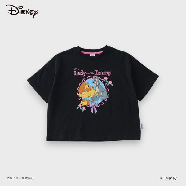 DISNEY LADY AND THE TRAMP T-SHIRT – BLACK CLASSIC CHARACTER GRAPHIC KIDS TEE (110CM-130CM)