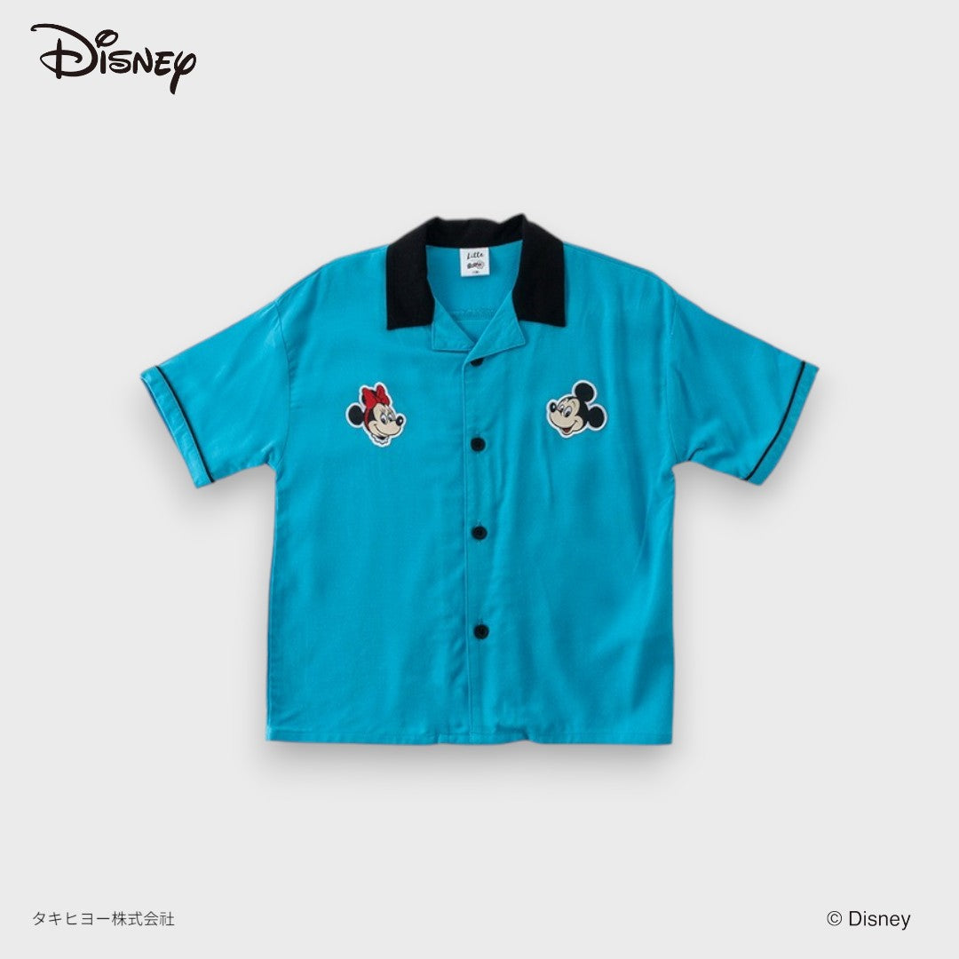 DISNEY MICKEY & MINNIE SHIRT – CREAM/TURQUOISE COLLARED BUTTON-UP KIDS SHIRT (110CM-130CM)
