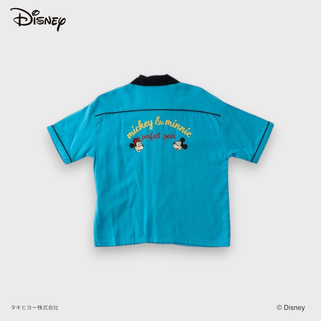 DISNEY MICKEY & MINNIE SHIRT – CREAM/TURQUOISE COLLARED BUTTON-UP KIDS SHIRT (110CM-130CM)