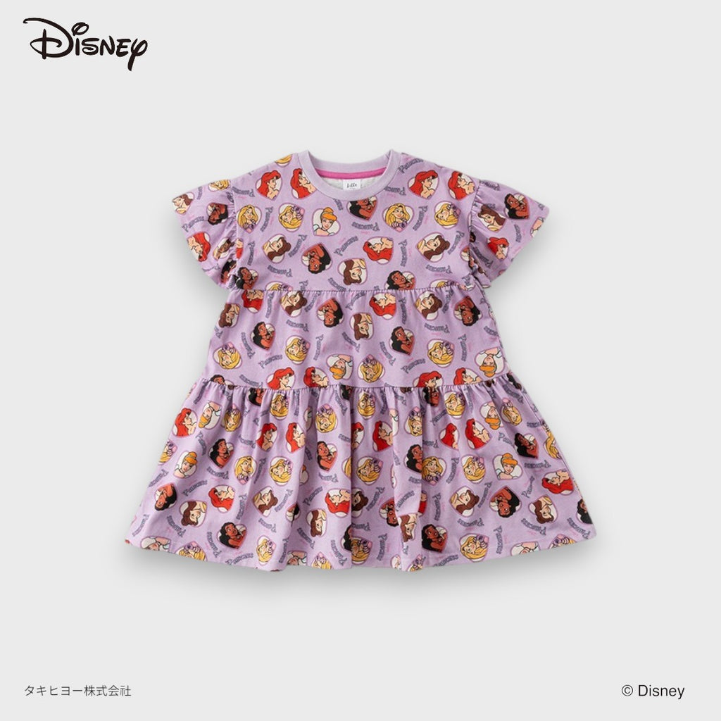 DISNEY PRINCESS DRESS – LAVENDER/BLACK ALL-OVER PORTRAIT PRINT KIDS DRESS (90CM-100CM)
