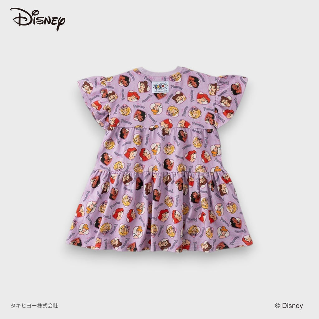 DISNEY PRINCESS DRESS – LAVENDER/BLACK ALL-OVER PORTRAIT PRINT KIDS DRESS  (110CM-130CM)
