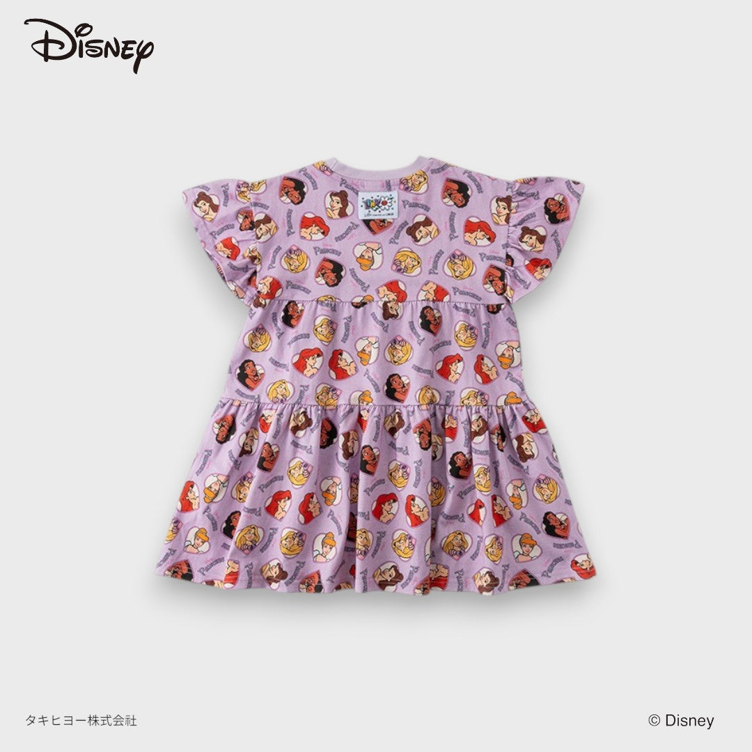 DISNEY PRINCESS DRESS – LAVENDER/BLACK ALL-OVER PORTRAIT PRINT KIDS DRESS  (110CM-130CM)