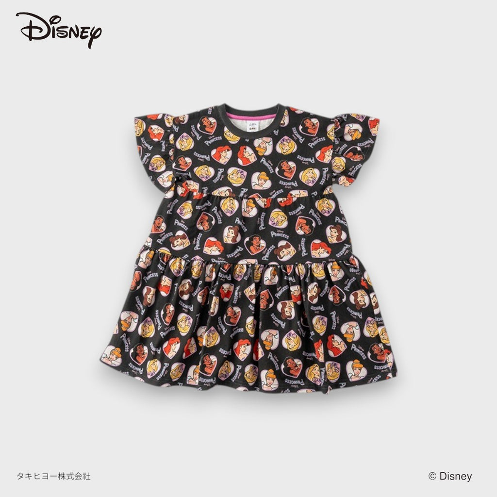 DISNEY PRINCESS DRESS – LAVENDER/BLACK ALL-OVER PORTRAIT PRINT KIDS DRESS (90CM-100CM)