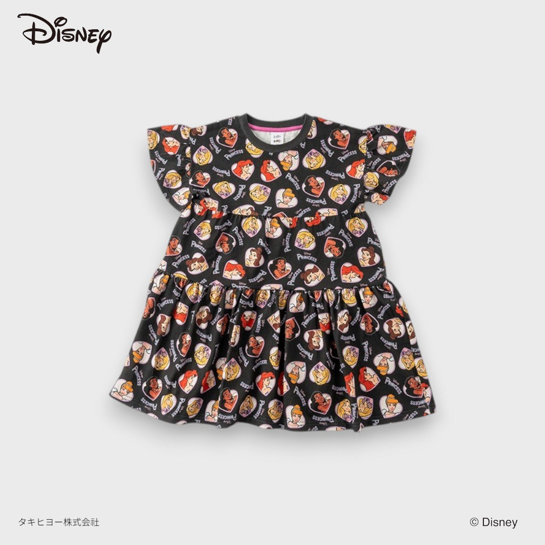 DISNEY PRINCESS DRESS – LAVENDER/BLACK ALL-OVER PORTRAIT PRINT KIDS DRESS  (110CM-130CM)