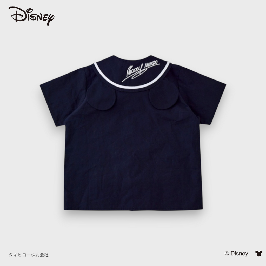 **KIDS DISNEY MICKEY MOUSE SAILOR SHIRT – NAVY BUTTON-UP TOP WITH YELLOW BOW DETAIL** (90CM-100CM)