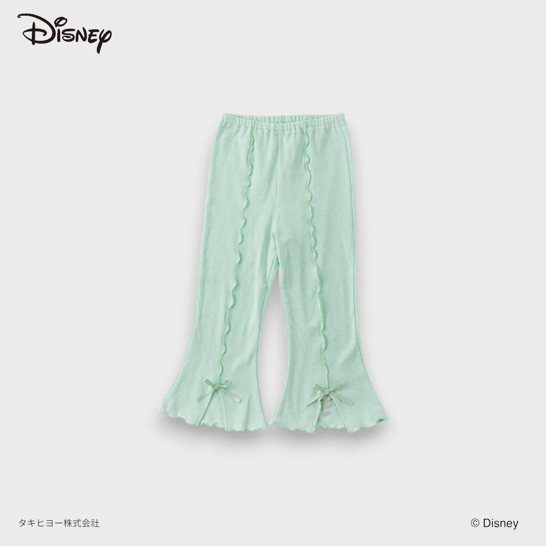 KIDS DISNEY FAIRY FLARE LEGGINGS – MINT GREEN RIBBED PANTS WITH BOW DETAIL (110CM-130CM)