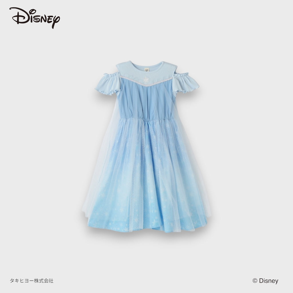 KIDS DISNEY ELSA PRINCESS DRESS – ICE BLUE FAIRYTALE PARTY DRESS WITH SPARKLE TULLE SKIRT (110CM-130CM)