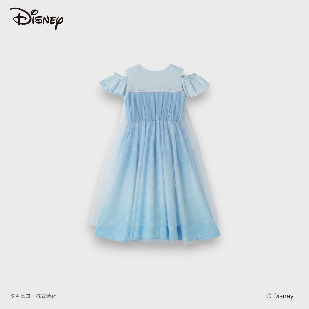 KIDS DISNEY ELSA PRINCESS DRESS – ICE BLUE FAIRYTALE PARTY DRESS WITH SPARKLE TULLE SKIRT (90CM-100CM)