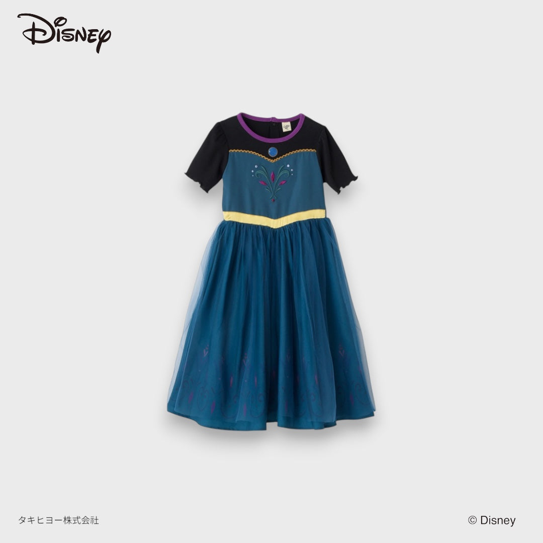 KIDS DISNEY ANNA PRINCESS DRESS – FROZEN INSPIRED BLUE PARTY DRESS WITH TULLE SKIRT (90CM-100CM)
