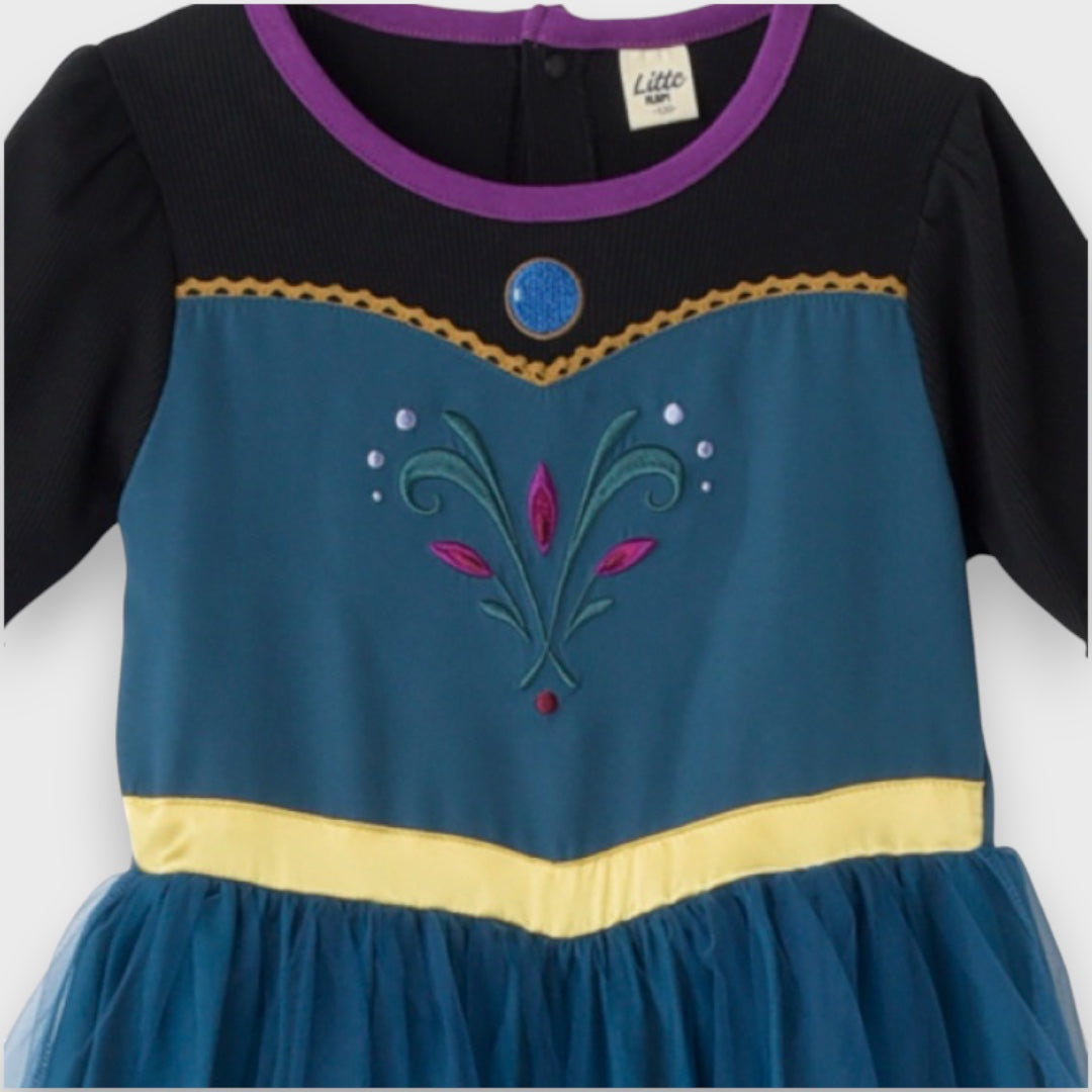 KIDS DISNEY ANNA PRINCESS DRESS – FROZEN INSPIRED BLUE PARTY DRESS WITH TULLE SKIRT (90CM-100CM)