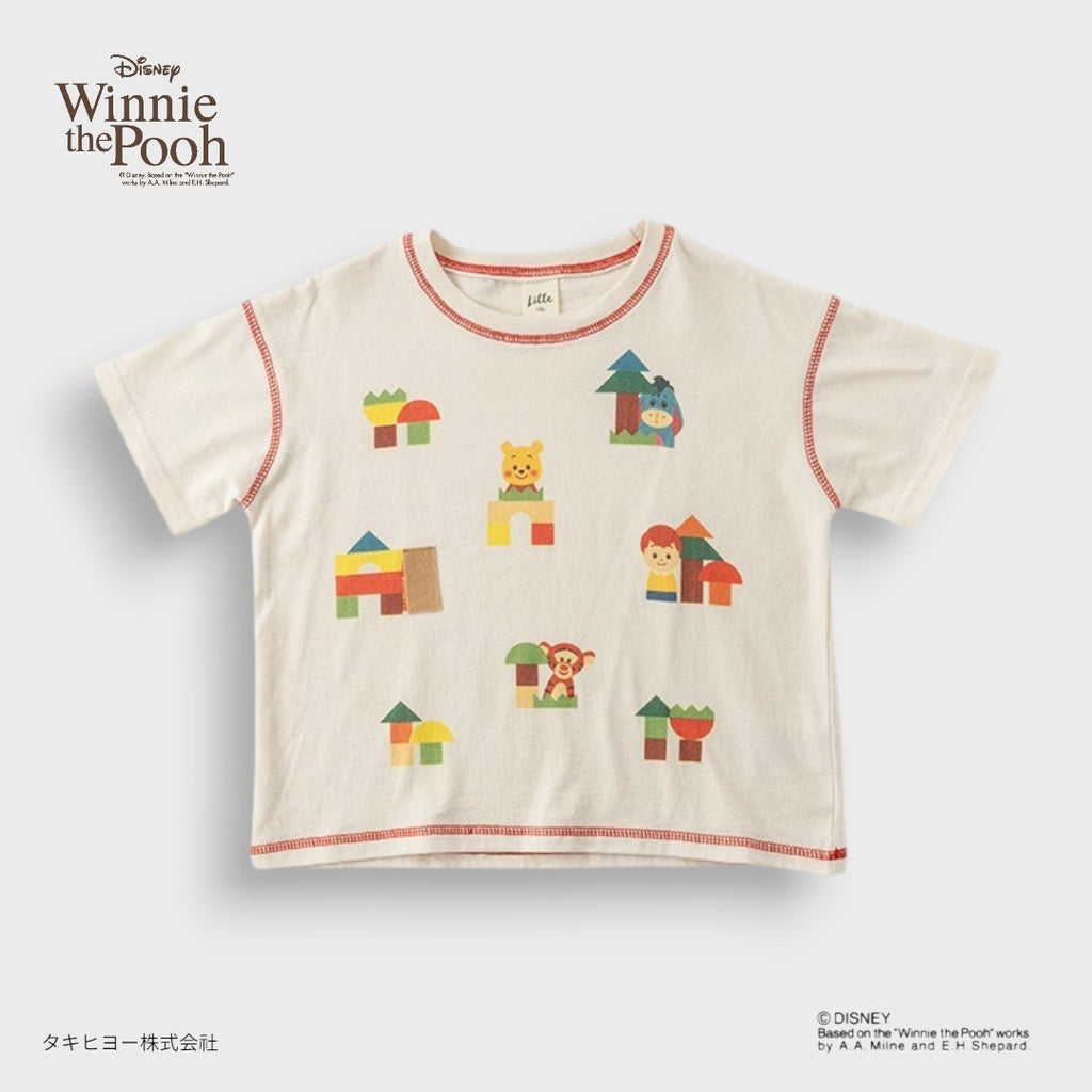 DISNEY WINNIE THE POOH T-SHIRT – CREAM COLORFUL BLOCK GRAPHIC KIDS TEE (90CM-100CM)