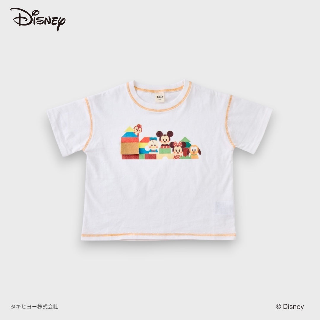 KIDS DISNEY MICKEY & FRIENDS T-SHIRT – WHITE GRAPHIC TEE WITH COLOR BLOCK PLAY PRINT (90CM-100CM)
