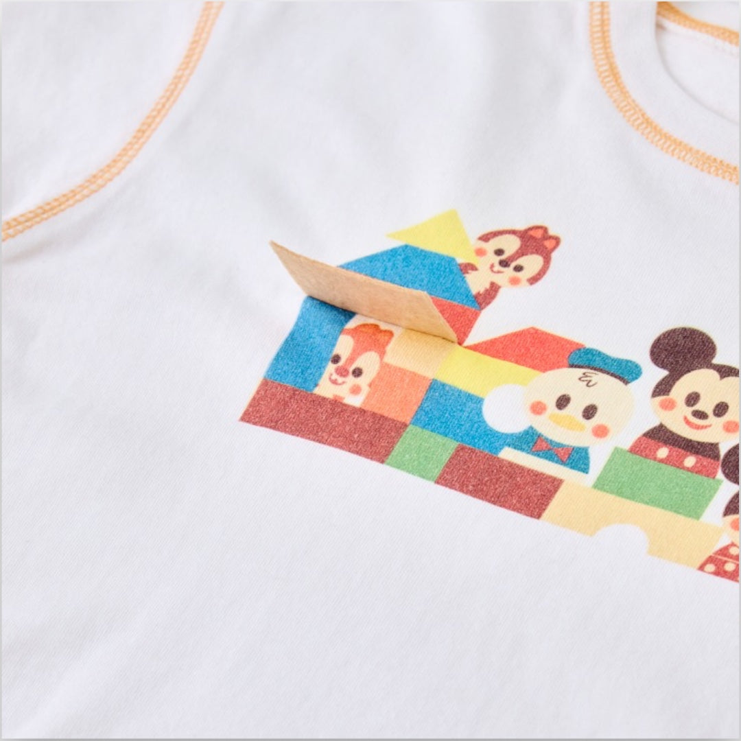 KIDS DISNEY MICKEY & FRIENDS T-SHIRT – WHITE GRAPHIC TEE WITH COLOR BLOCK PLAY PRINT (110CM-130CM)