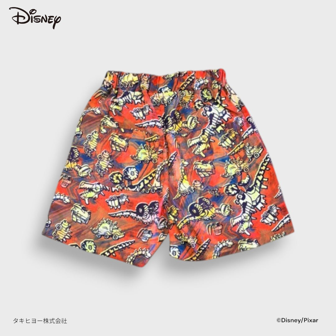 Kids (Size 110-130) Kids Disney Pixar Dino Park Shorts – Orange All-Over Dinosaur Print Summer Bottoms
