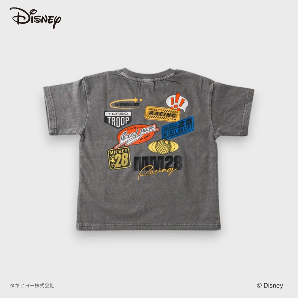 KIDS DISNEY MICKEY MOUSE RACING T-SHIRT – WASHED GREY GRAPHIC TEE WITH BACK PRINT (110-130CM)