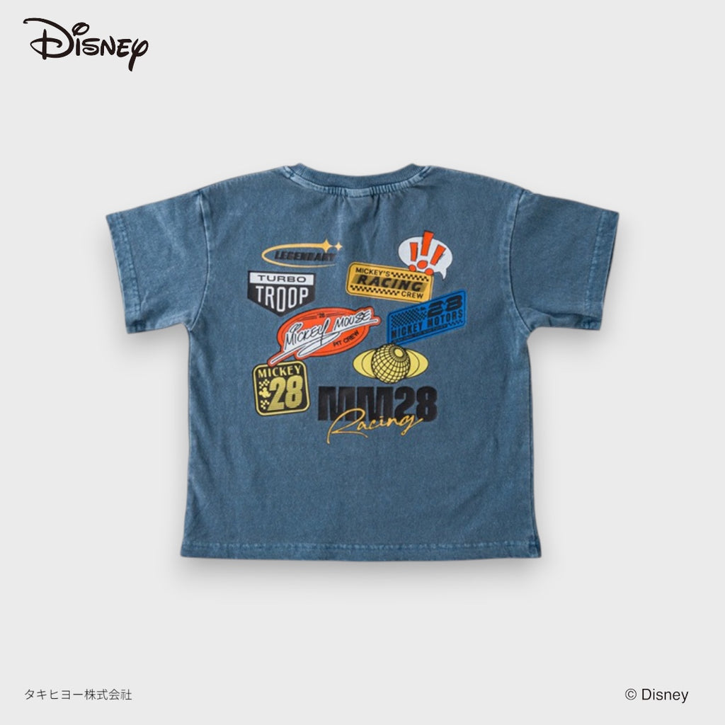 KIDS DISNEY MICKEY MOUSE RACING T-SHIRT – WASHED GREY GRAPHIC TEE WITH BACK PRINT (110-130CM)