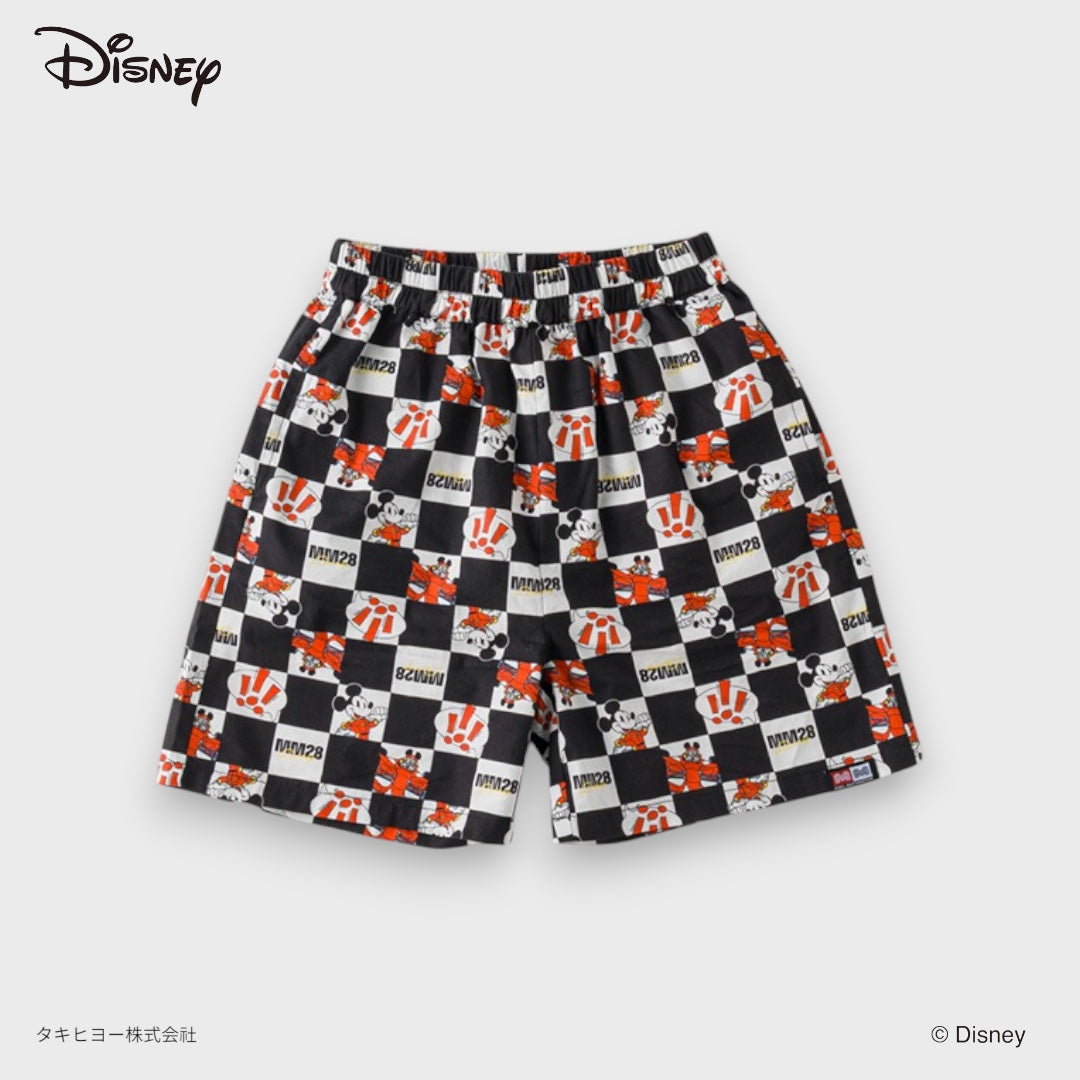 Kids (Size110-130) Mickey Mouse Checkered Shorts – All-Over Print Summer Shorts