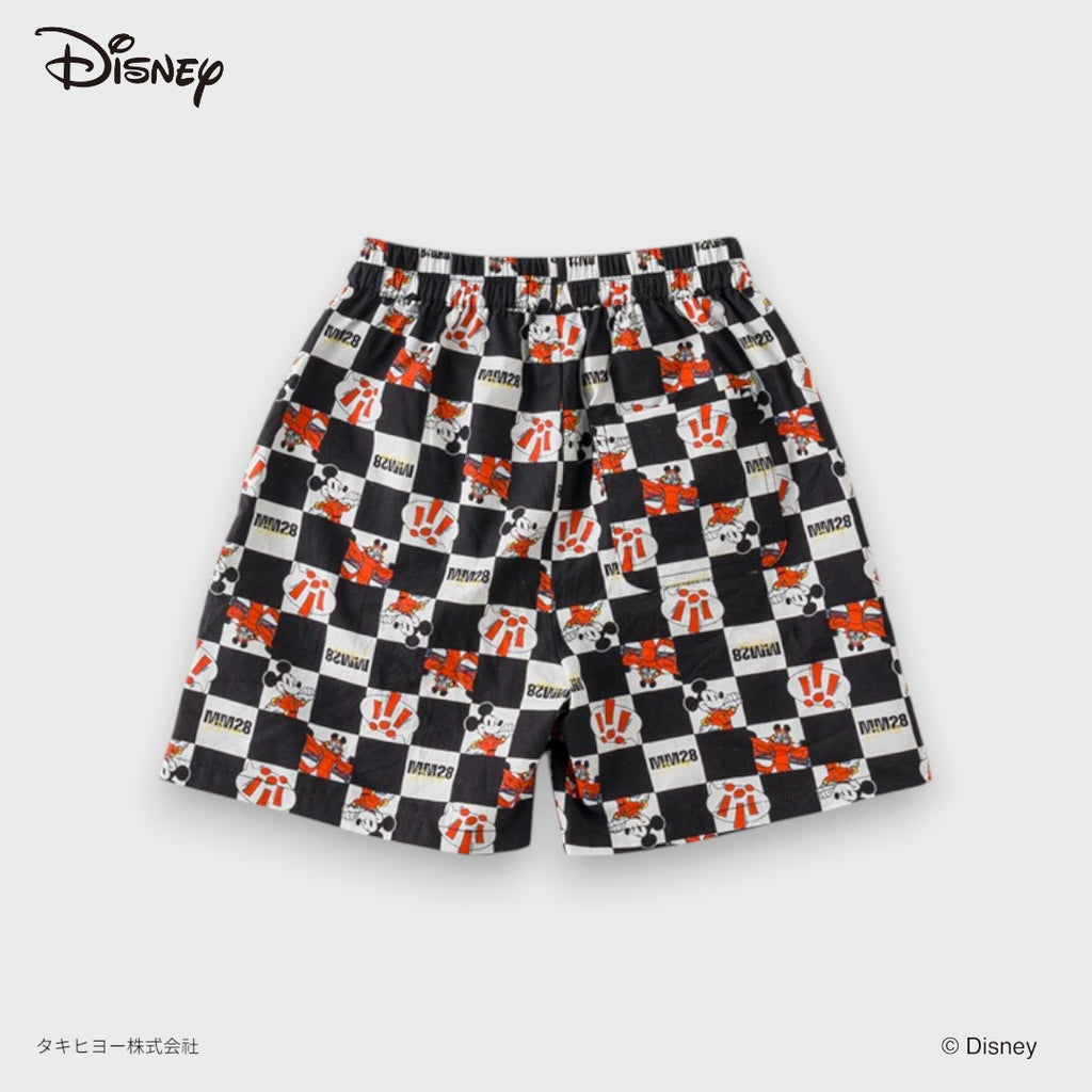Kids (Size110-130) Mickey Mouse Checkered Shorts – All-Over Print Summer Shorts