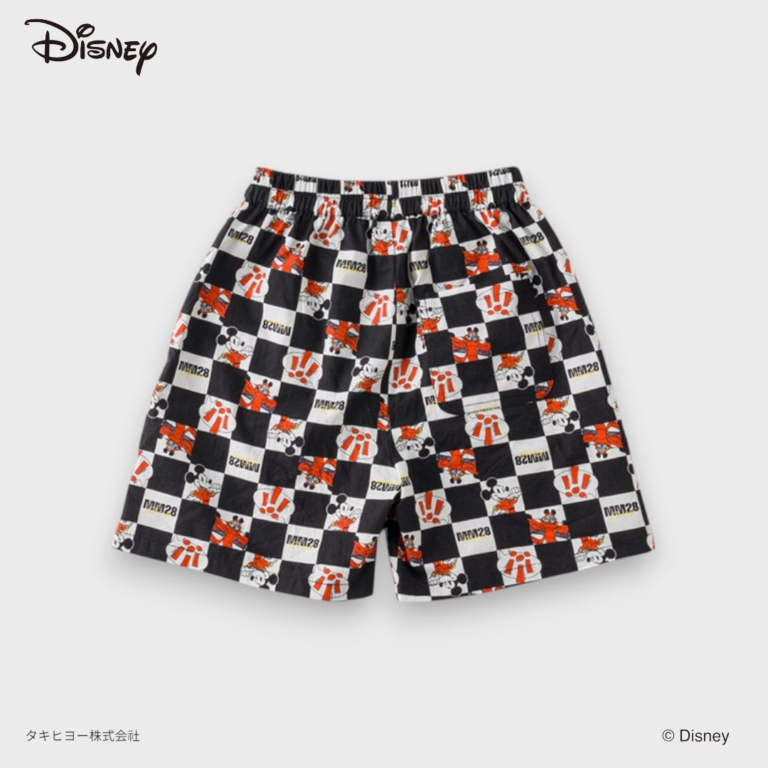 Kids (Size110-130) Mickey Mouse Checkered Shorts – All-Over Print Summer Shorts
