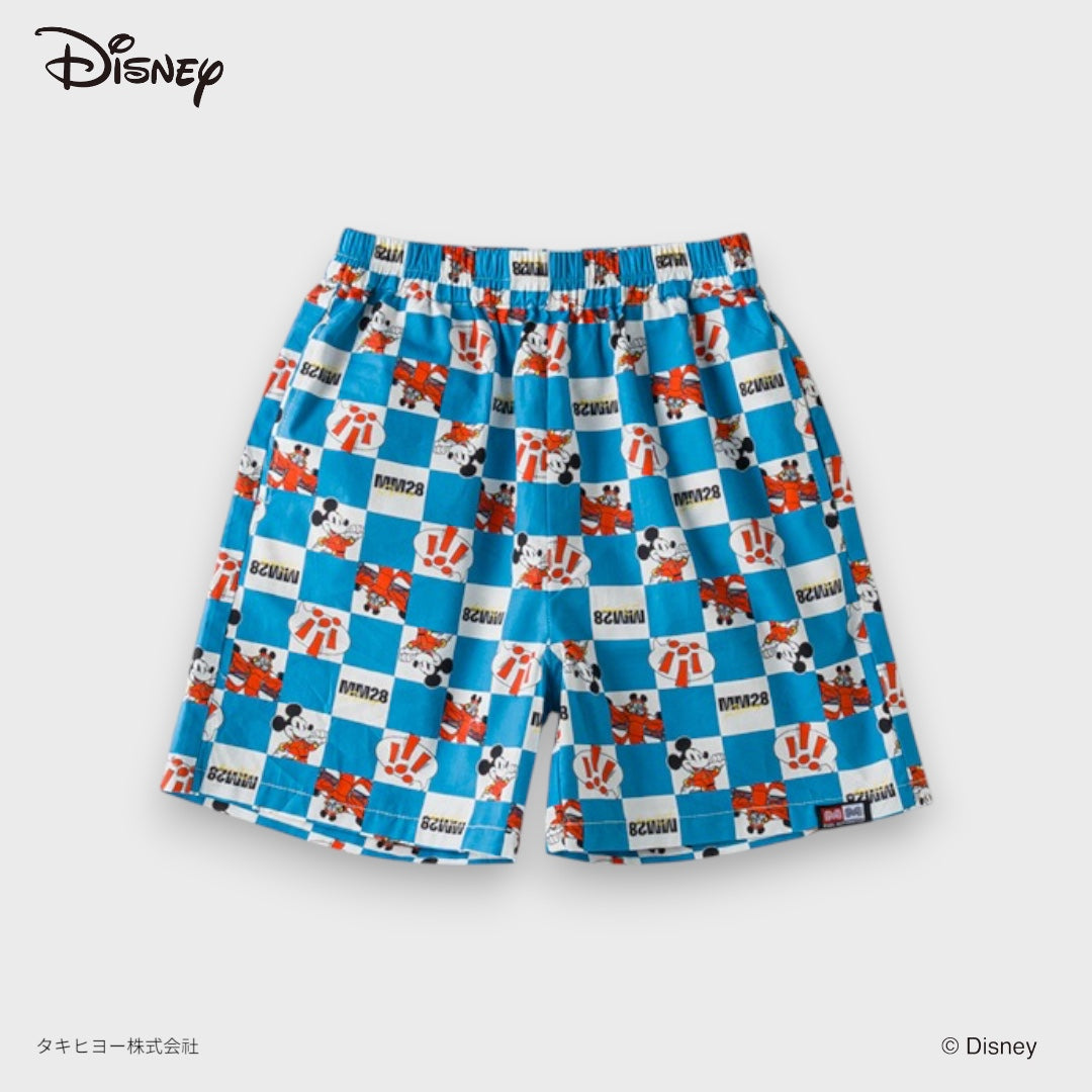 Kids (Size110-130) Mickey Mouse Checkered Shorts – All-Over Print Summer Shorts