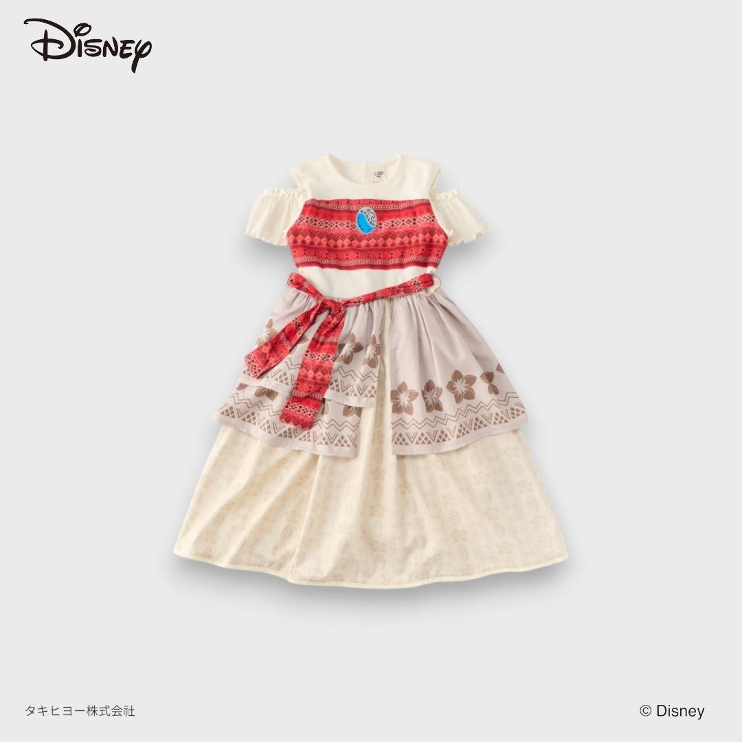 KIDS DISNEY MOANA PRINCESS DRESS – ISLAND ADVENTURE COSTUME DRESS WITH BELT DETAIL (90CM-100CM)
