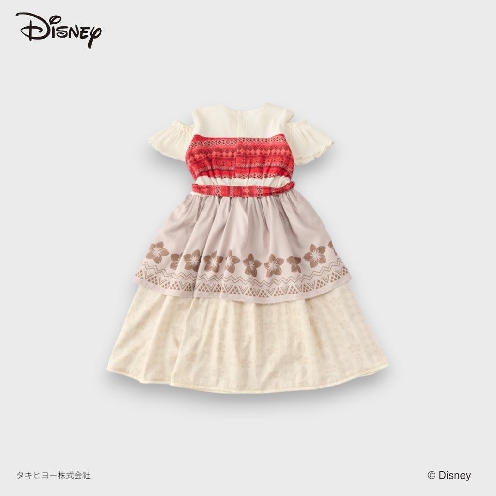 KIDS DISNEY MOANA PRINCESS DRESS – ISLAND ADVENTURE COSTUME DRESS WITH BELT DETAIL (110CM-130CM)