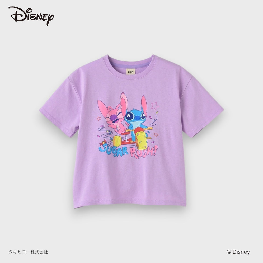 Kids (Size 110-130) Kids Disney Stitch & Angel T-Shirt – Lilac “Sugar Rush!” Graphic Tee