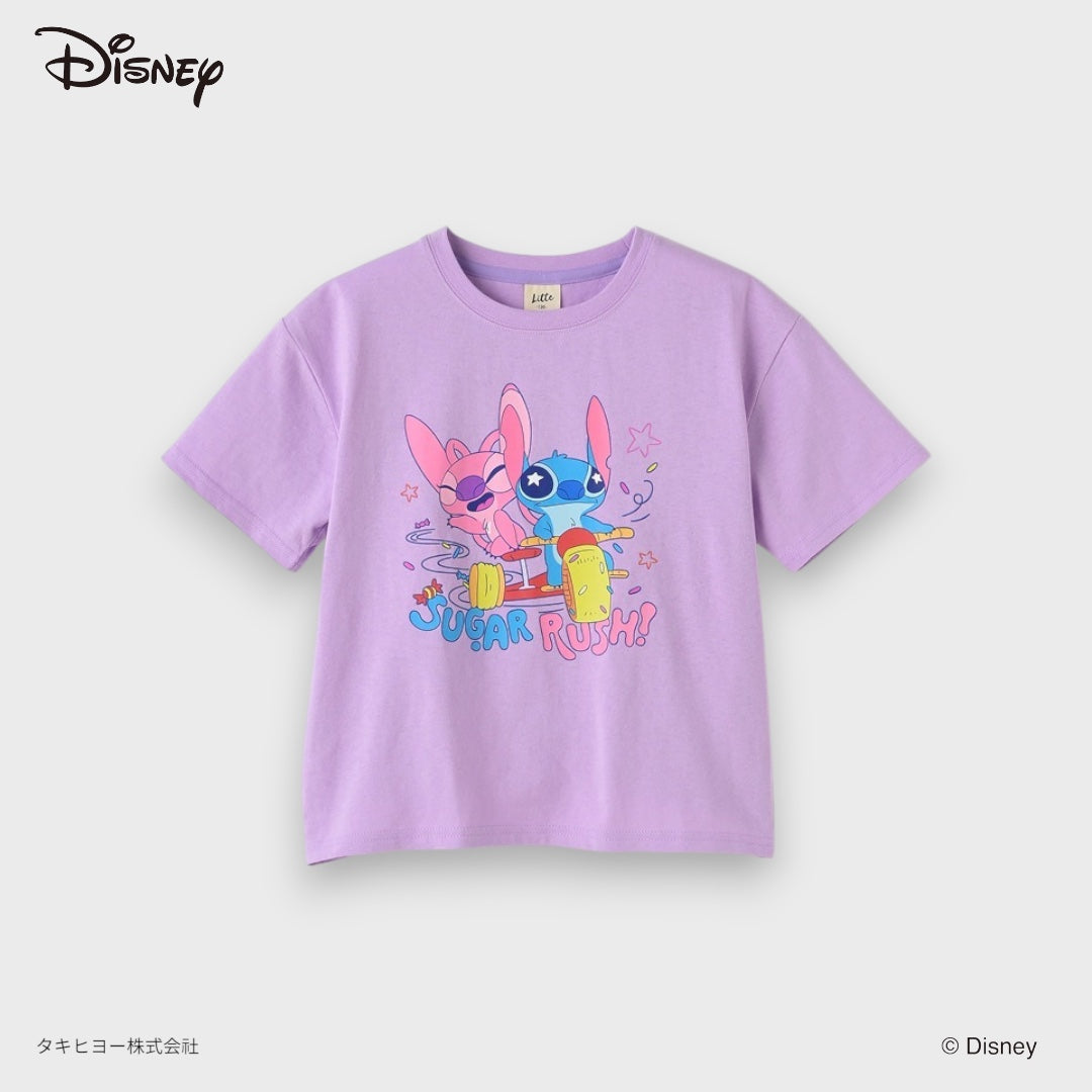 Kids (Size 110-130) Kids Disney Stitch & Angel T-Shirt – Lilac “Sugar Rush!” Graphic Tee