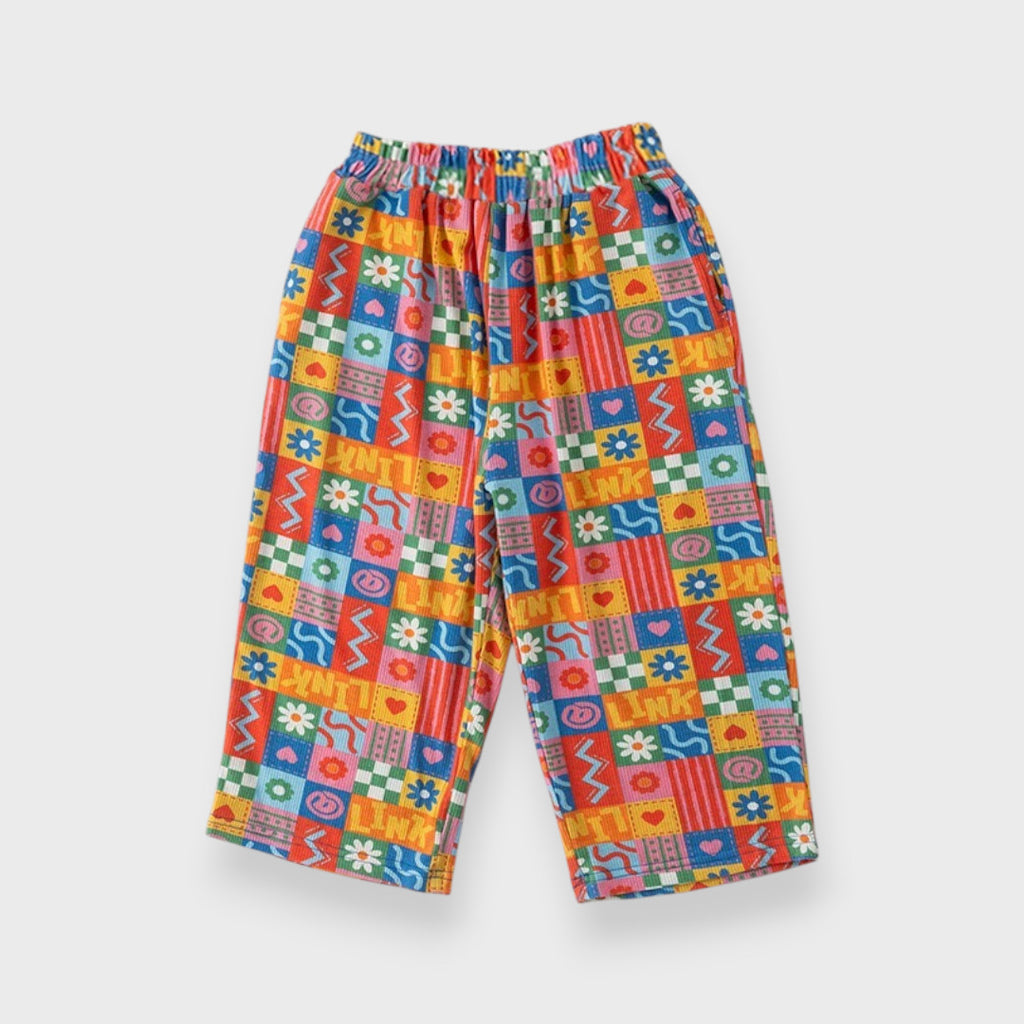 AT GRAPHIC PATCHWORK PRINT PANTS (110CM-130CM)