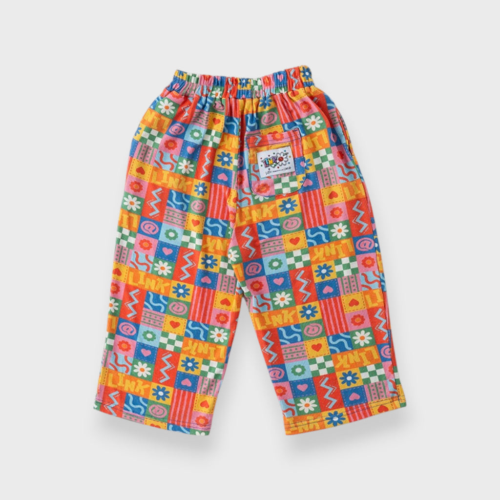 AT GRAPHIC PATCHWORK PRINT PANTS (110CM-130CM)