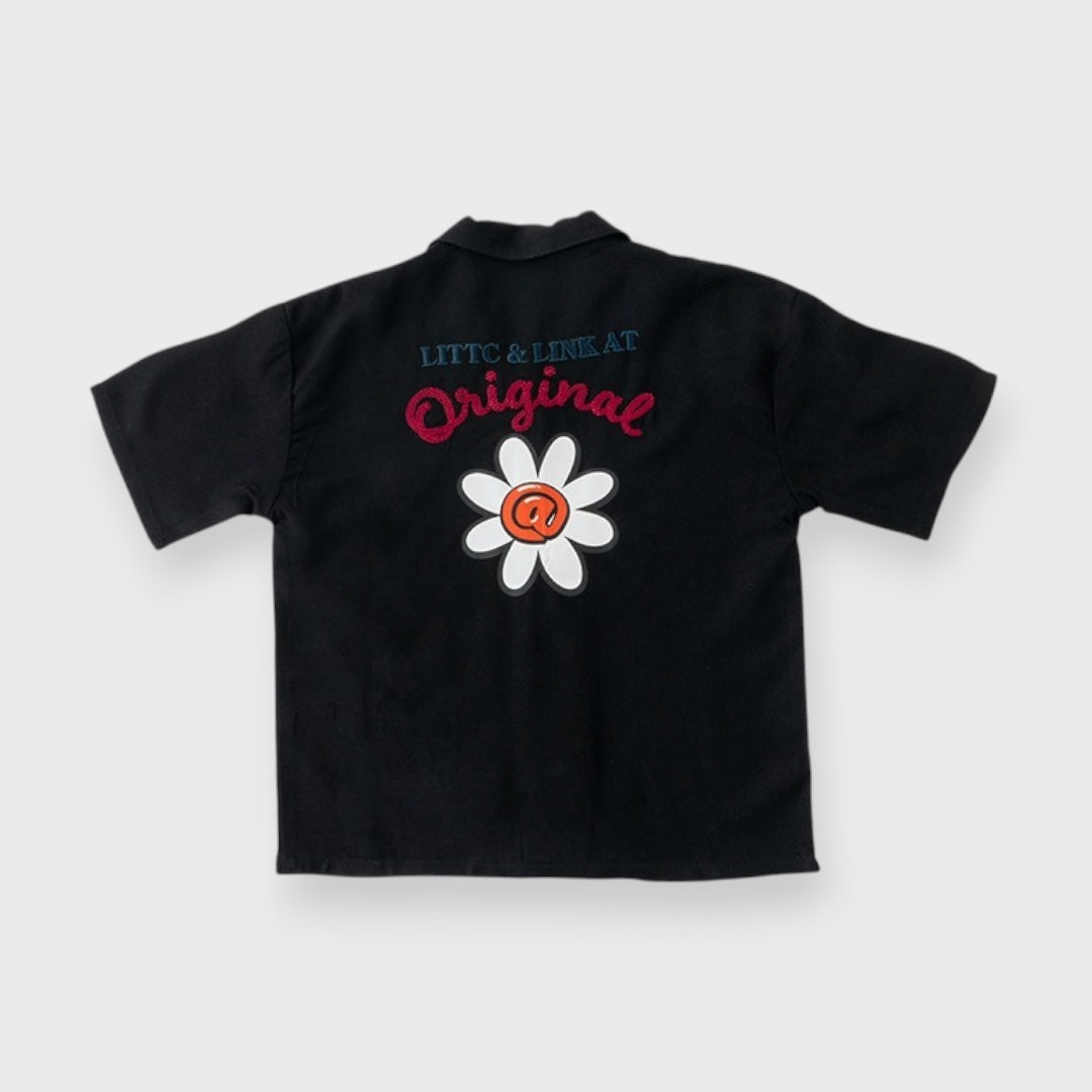 AT FLOWER EMBROIDERED SHORT SLEEVE SHIRT (110CM-130CM)