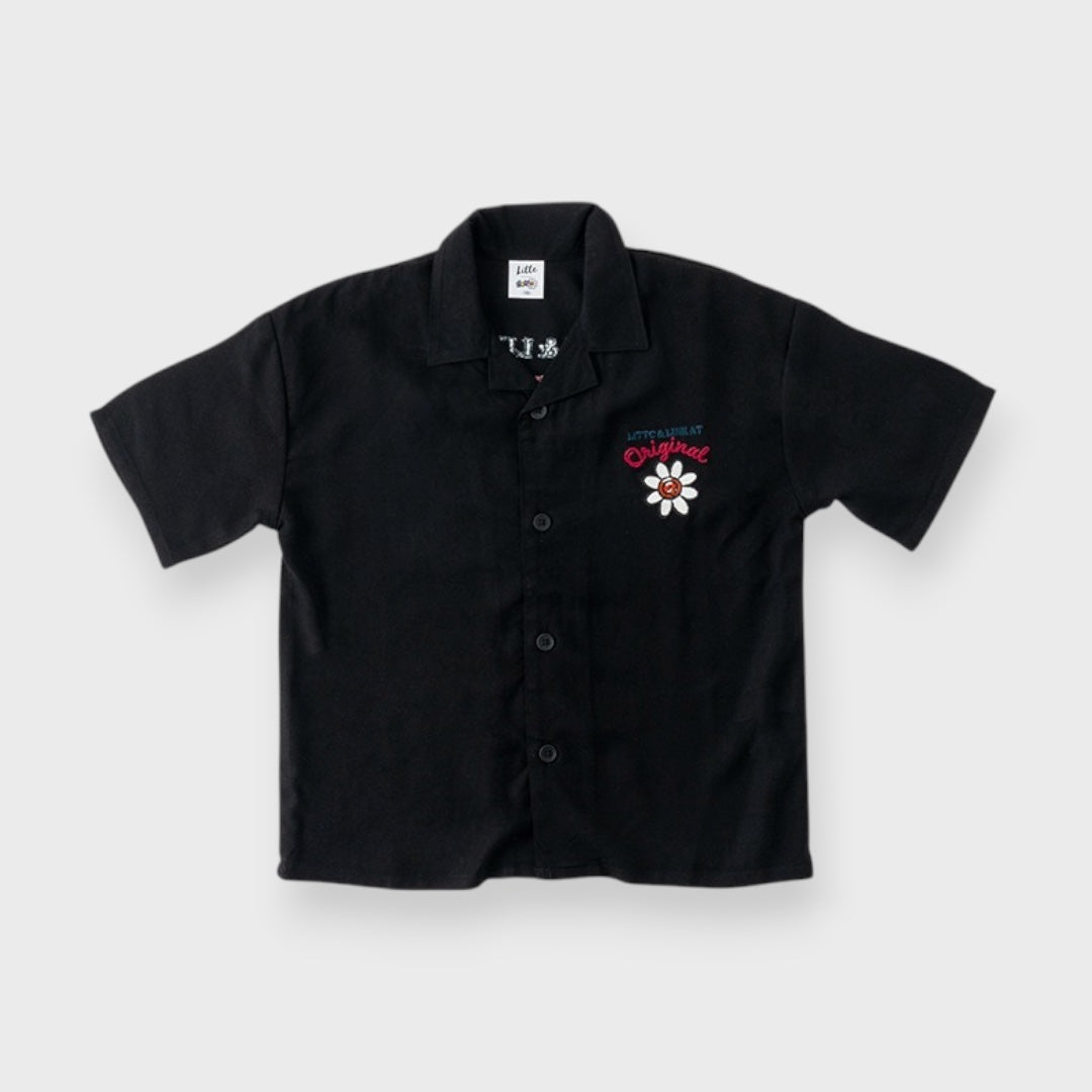 AT FLOWER EMBROIDERED SHORT SLEEVE SHIRT (90CM-100CM)