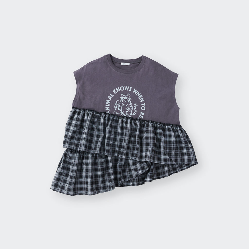 เสื้อแขนกุดแต่งชายสก็อตระบาย – ใส่สบาย ลูกเล่นมาเต็ม