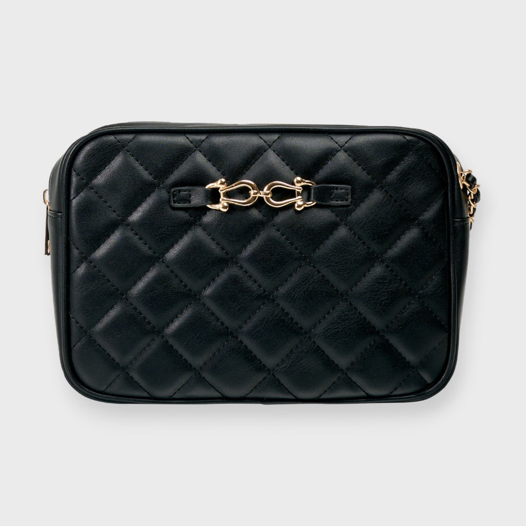 LADIES QUILTED CHAIN SHOULDER BAG GOLD