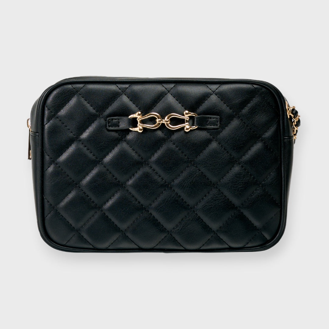 LADIES QUILTED CHAIN SHOULDER BAG GOLD