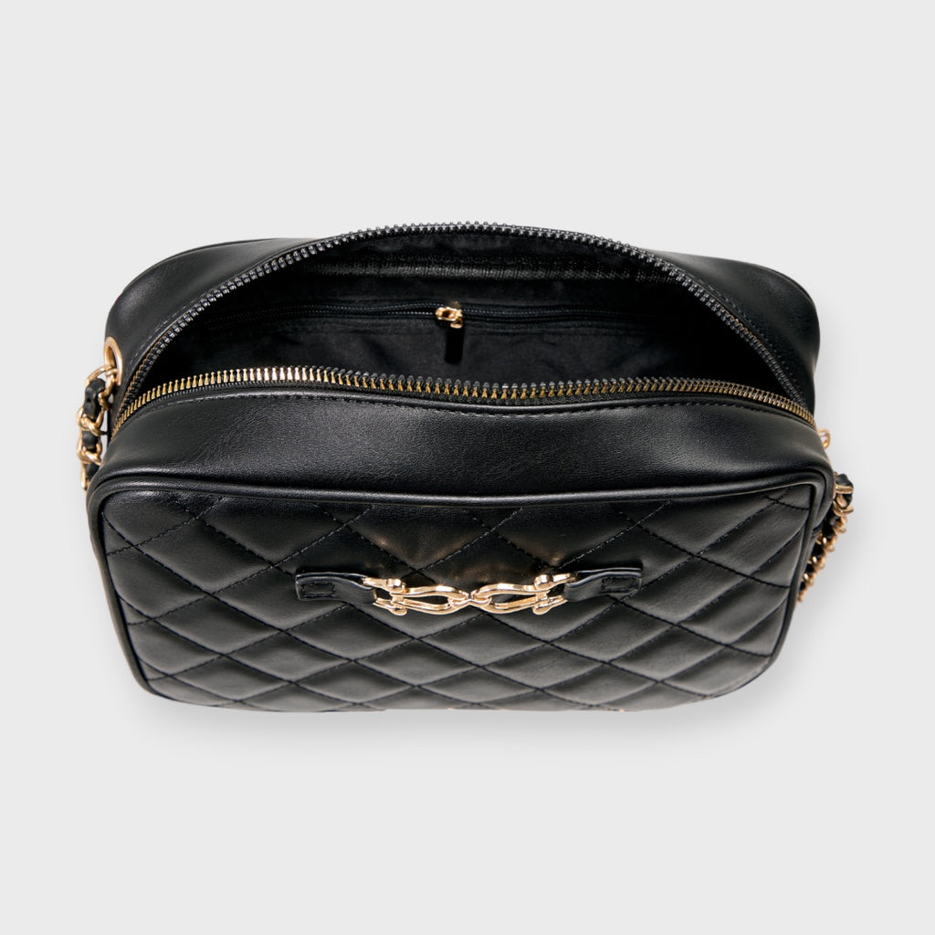 LADIES QUILTED CHAIN SHOULDER BAG GOLD