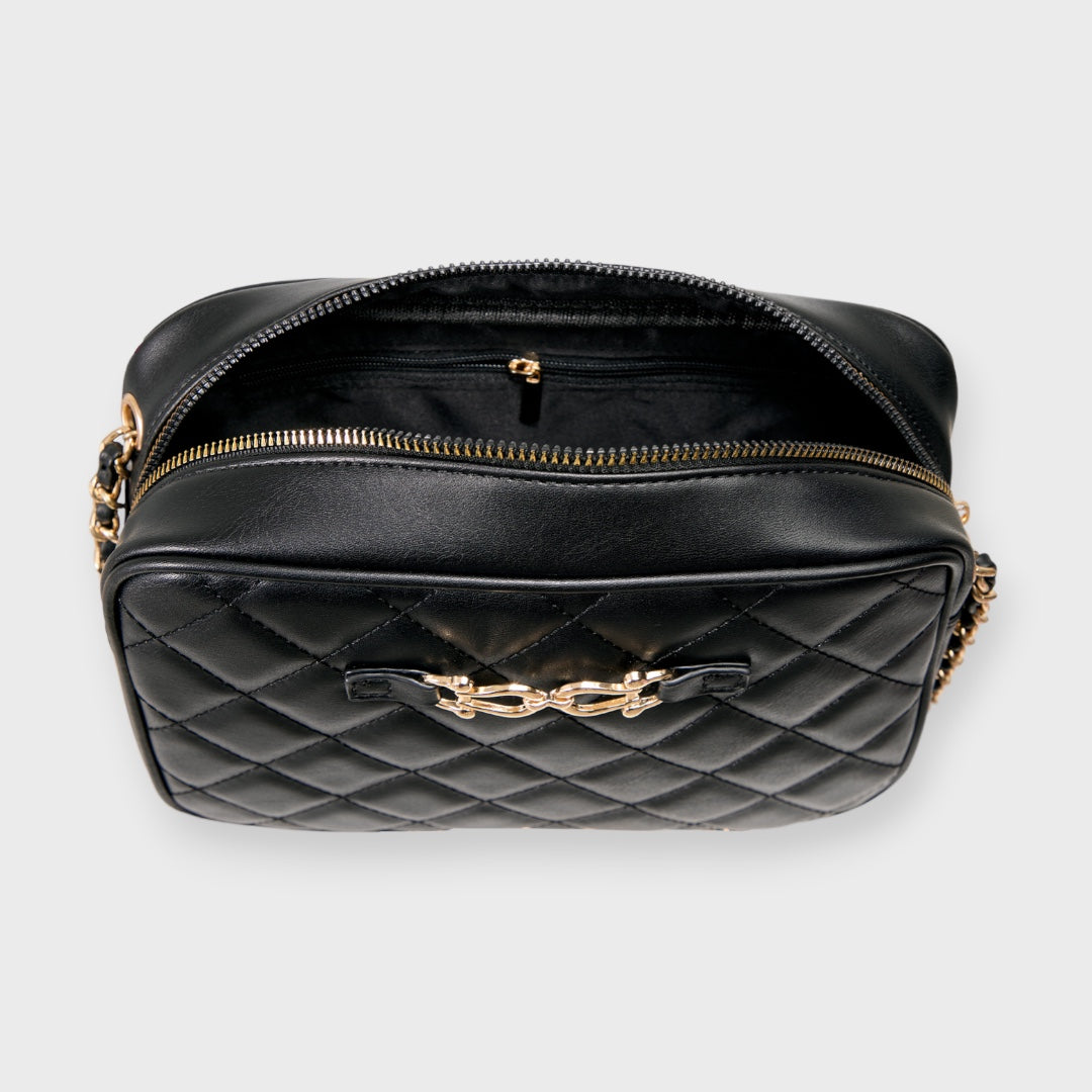 LADIES QUILTED CHAIN SHOULDER BAG GOLD