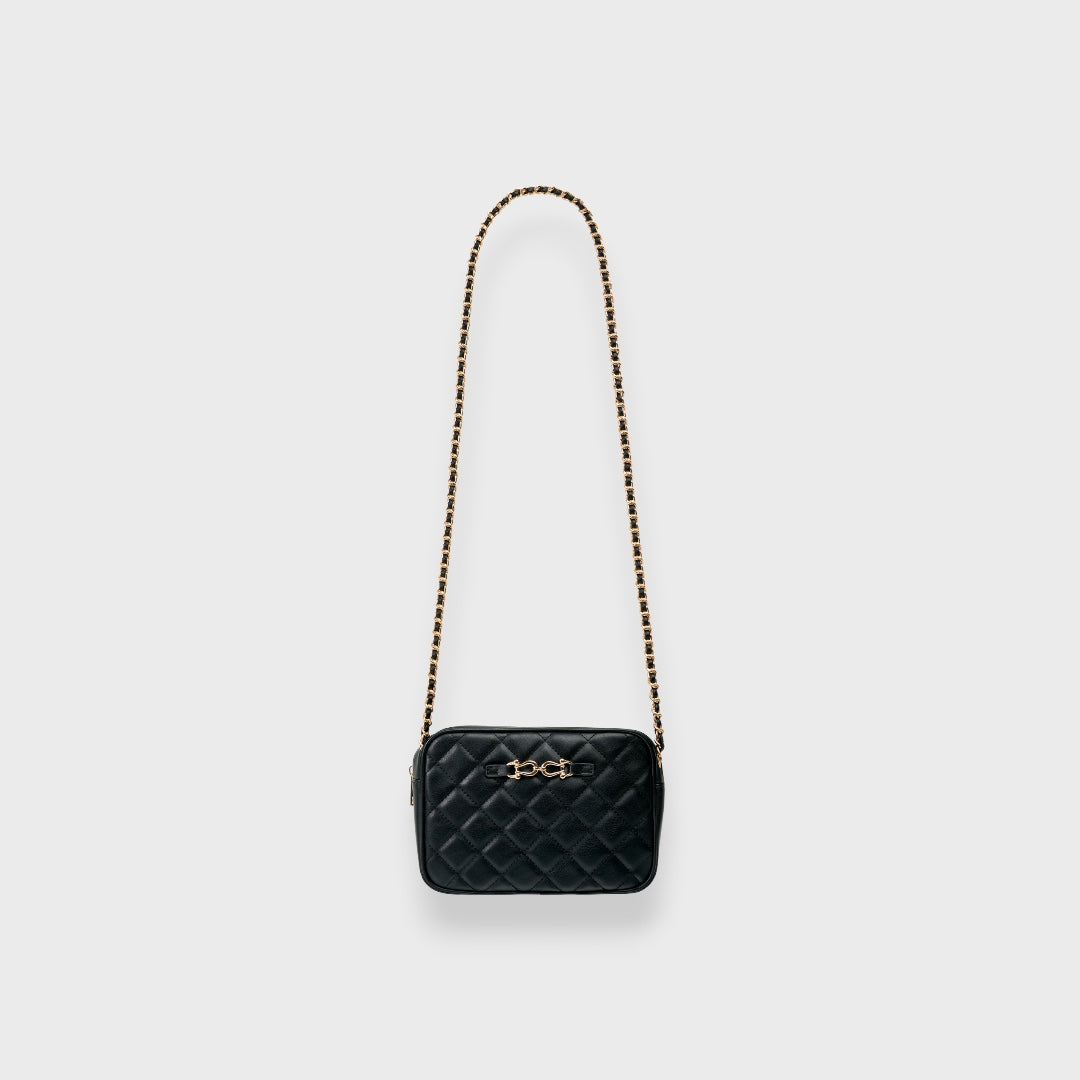 LADIES QUILTED CHAIN SHOULDER BAG GOLD