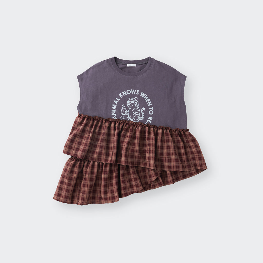 เสื้อแขนกุดแต่งชายสก็อตระบาย – ใส่สบาย ลูกเล่นมาเต็ม