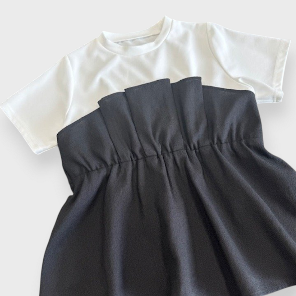 Contrast Panel Short-Sleeve Top