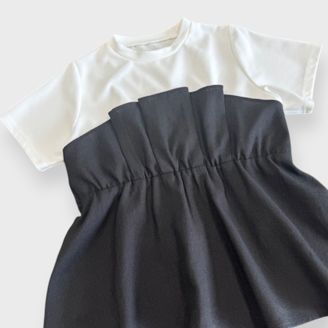Contrast Panel Short-Sleeve Top