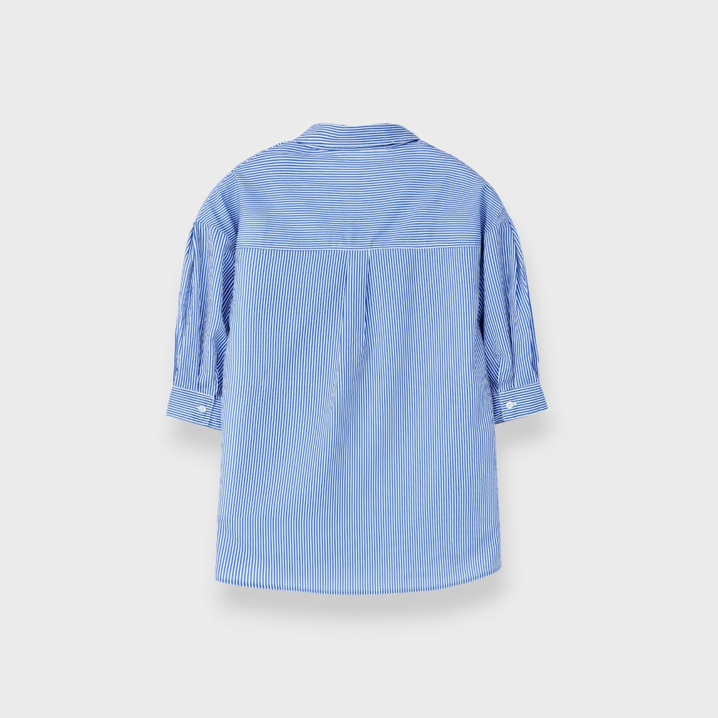 LADIES STRIPED GEORGETTE TUCK SLEEVE SHIRT