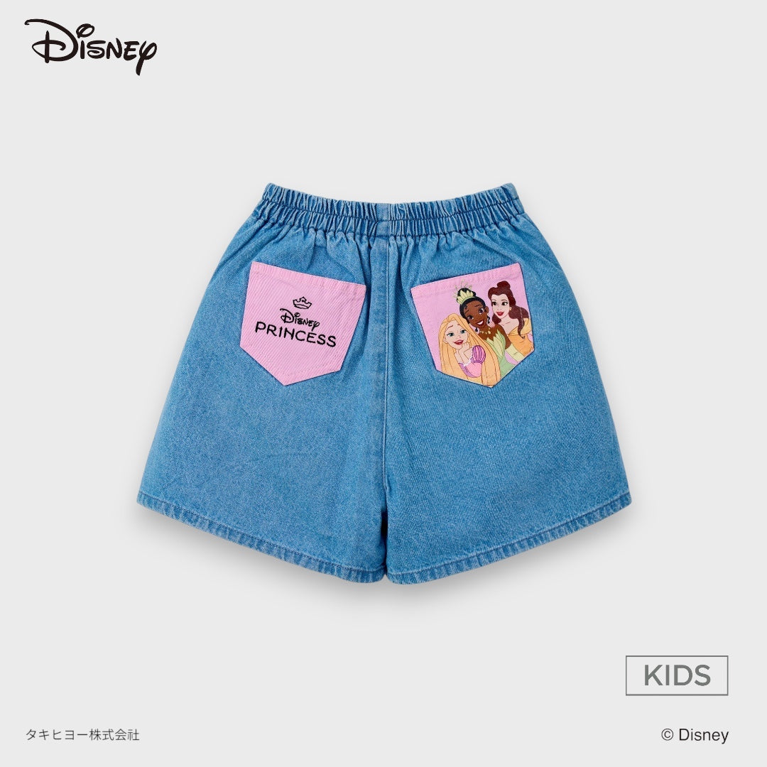Kids (Size 90-100) กางเกงขาสั้นเด็ก Disney Princess ลายเจ้าหญิงกระเป๋าหลังสุดแฟนตาซี