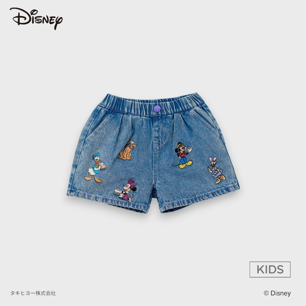 Kids (Size 90-100) กางเกงขาสั้นเด็ก Disney ลายขบวนพาเหรดแสนสนุกของแก๊ง Mickey & Friends